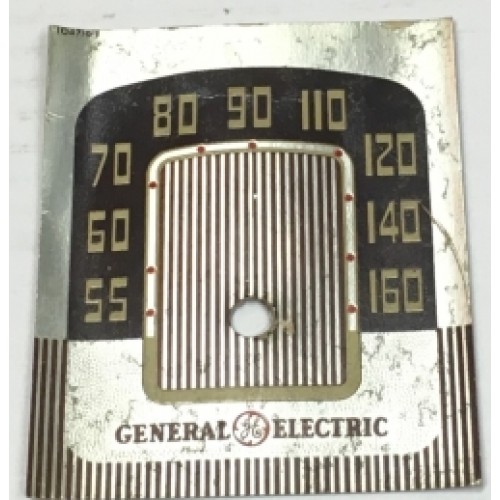 General Electric 3 1/2" x 2 7/8" Silver AM Radio Dial Scale