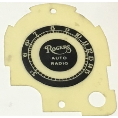 Rogers Auto Radio 3 1/4" x 2 3/4" Opaque Ivory AM Dial Scale
