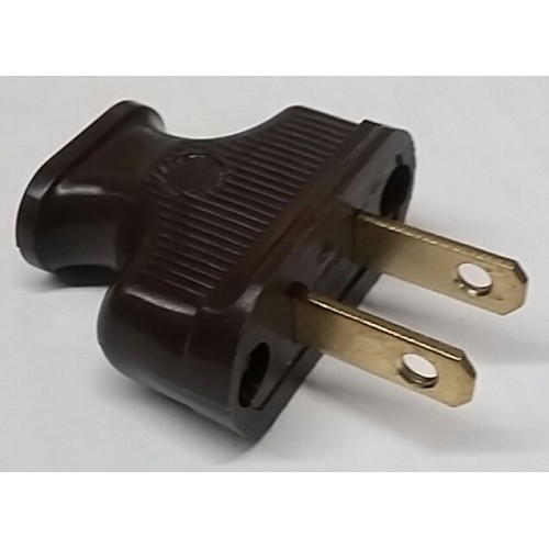 Power Plug, Brown Round Base Classic Style with Brown Insert 15A 125V 2-Wire