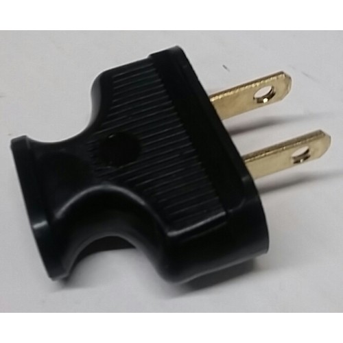 Power Plug Black Vintage Style with black insert, 15A by 125 Volts 2-wire sprang 